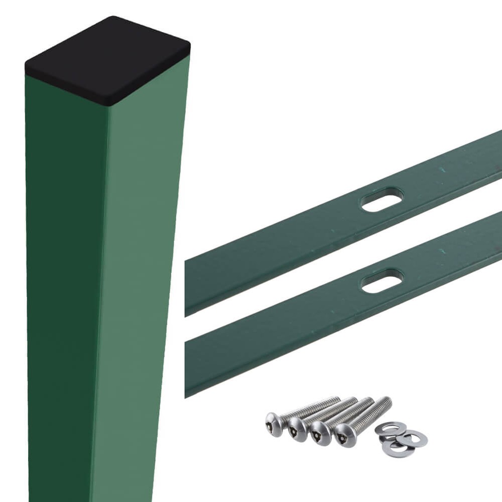 Green Securifor Corner Post For 3.0m With Fixings (80 x 60 - 3.8m O/A Length)