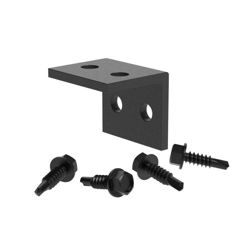 4 x Angle Brackets with 16 x Screws 40mm Black Sand RAL 9005