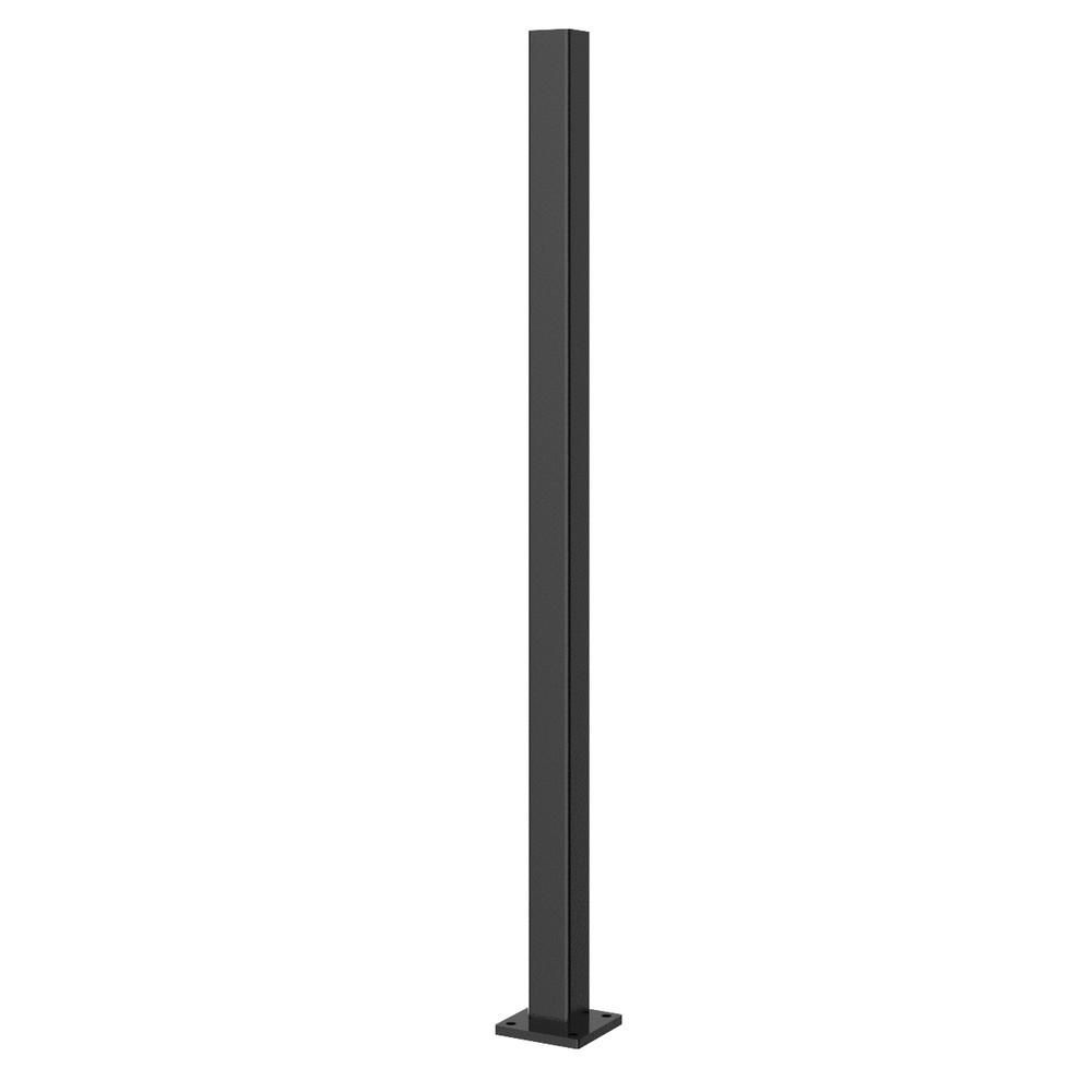 Aluminium Post 50mm square x 1050mm O/A Lgth Bolt-Down Flange - Powder Coated Black
