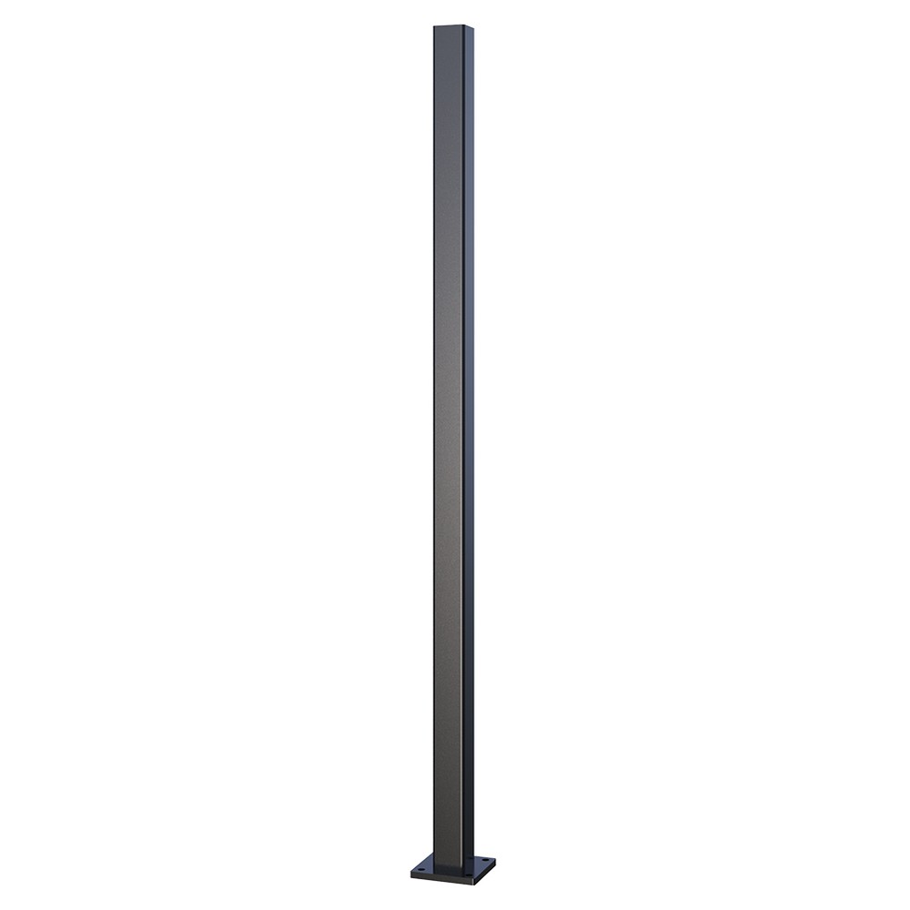 Aluminium Post 50mm square for 1200mm fence Bolt-Down Flange - Black - 1250mm O/A