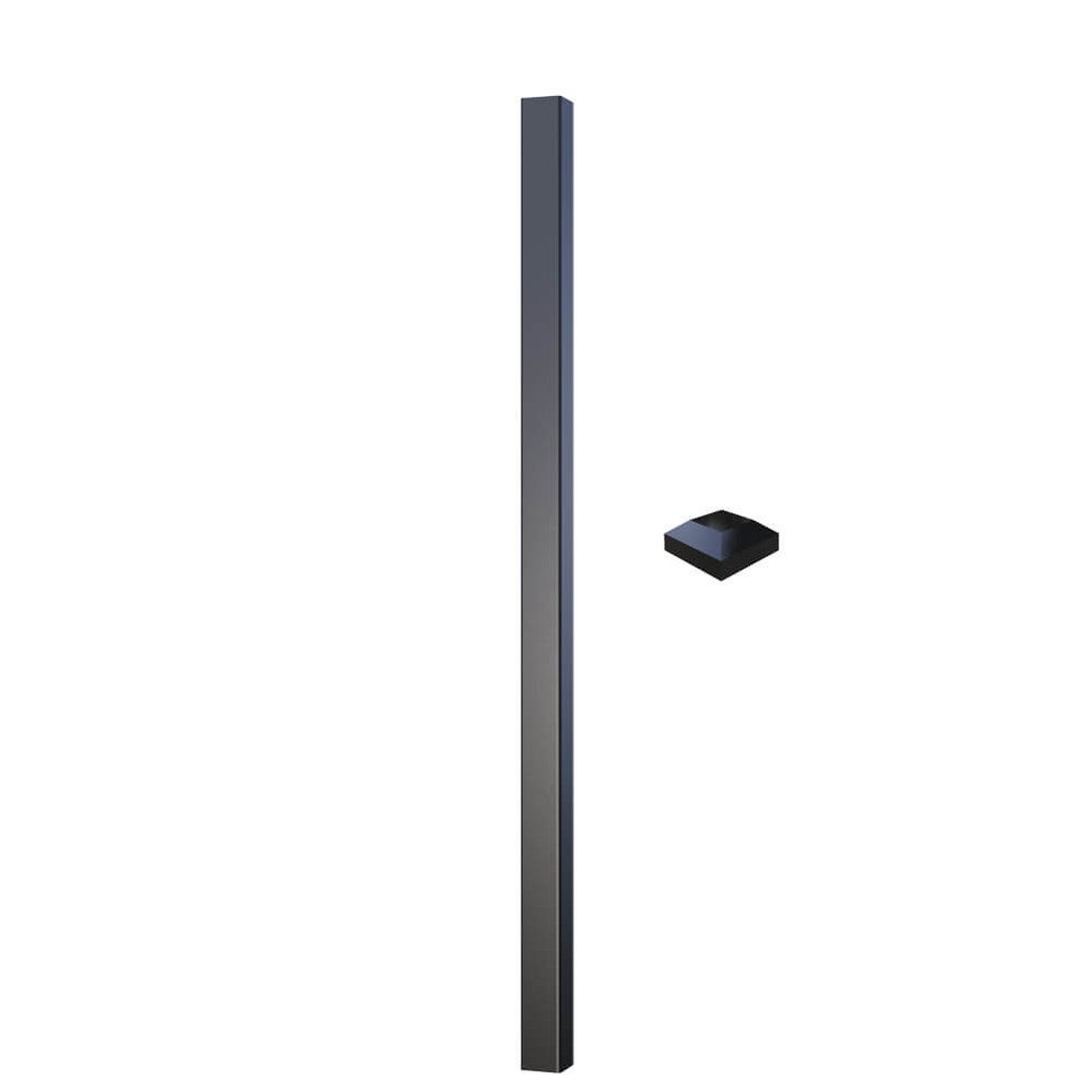 Aluminium Post 50mm + Cap - 1200mm Fence Concrete-In - Black - 1600mm O/A