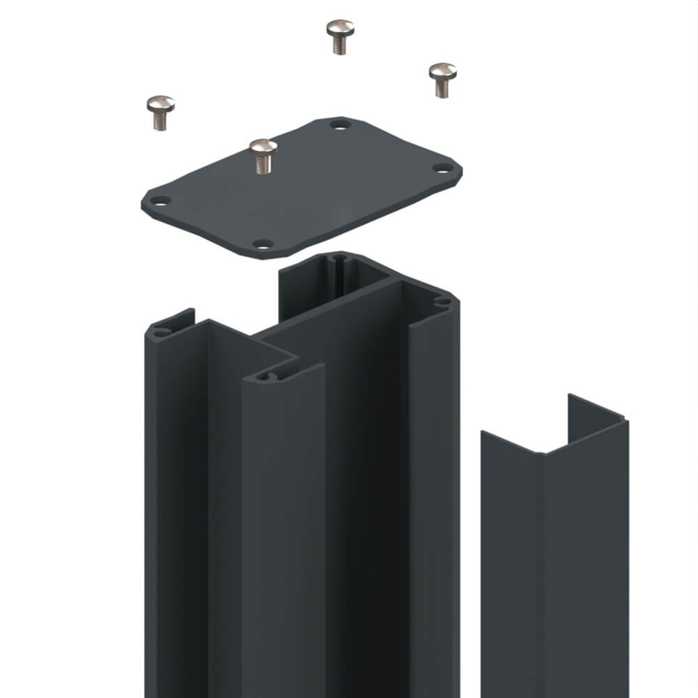1.8m Corner Aluminium Post Kit - Concrete-In RAL 7016 Anthracite
