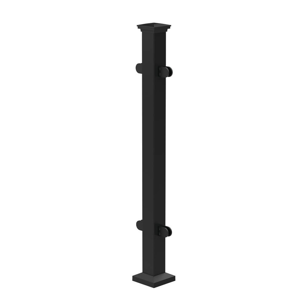 Fortitude 75mm Bolt-Down Mid Post Clamps WIth Cover Plate and Post Cap Black Sand