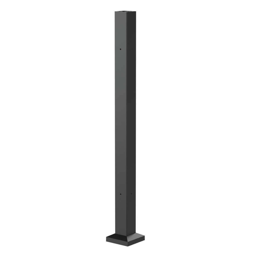 Fortitude 75mm Bolt Down Corner Post Black Sand With Base Cover Plate