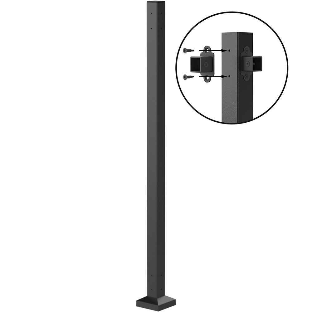 Fortitude 50mm Bolt-Down Corner Post 1155mm Black Sand With Base Cover Plate