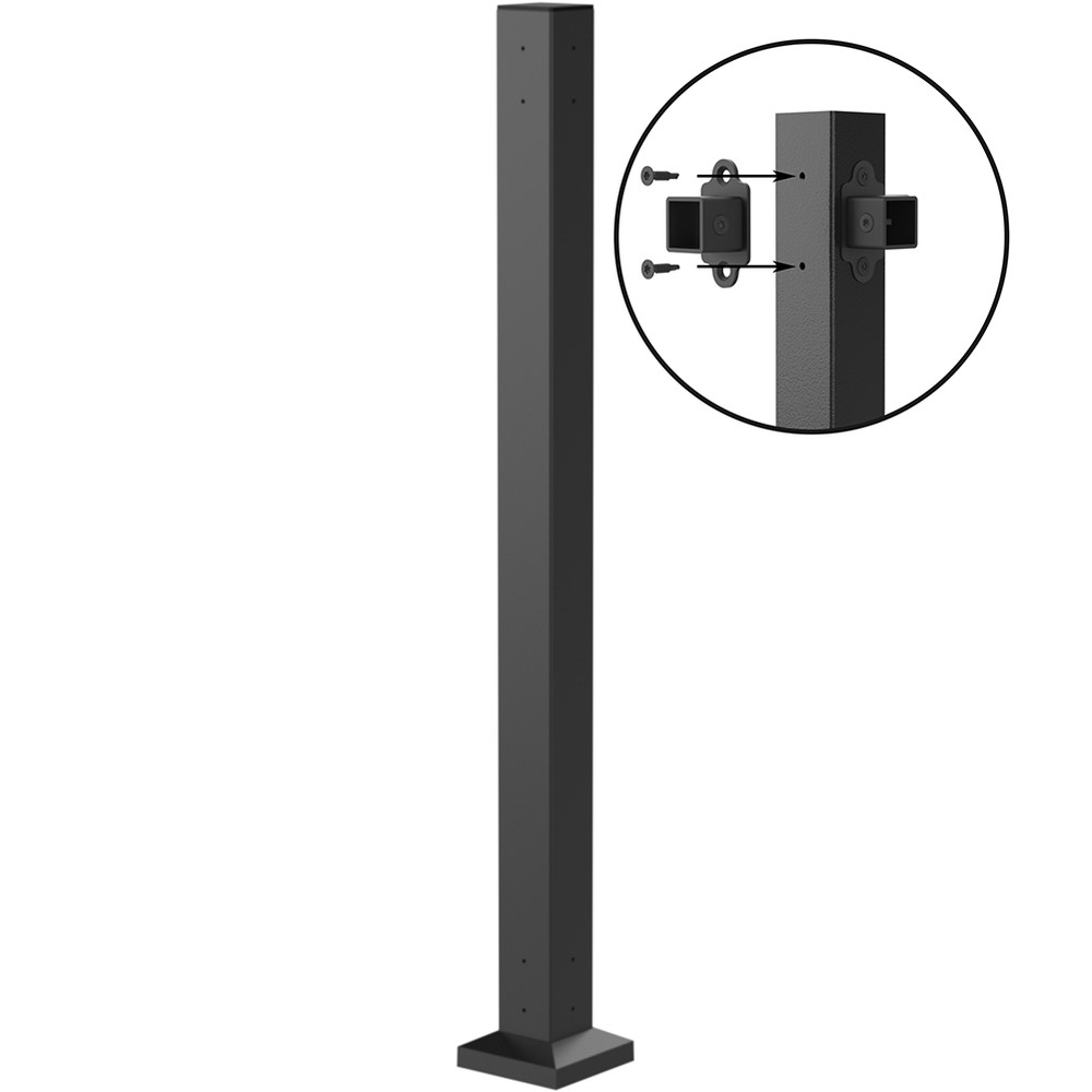 Fortitude 75mm Bolt-Down Corner Post 1155mm Black Sand With Base Cover Plate