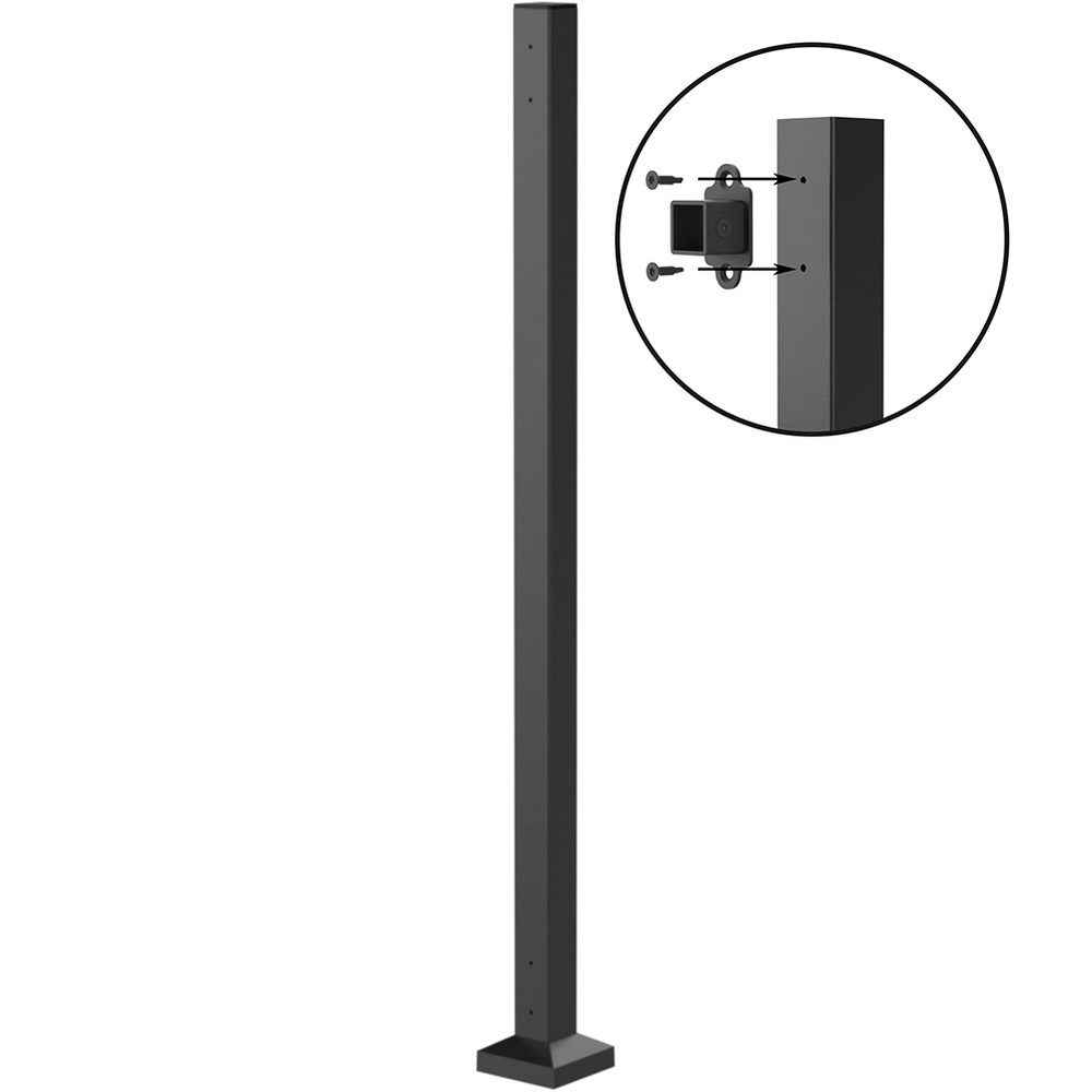 Fortitude 50mm Bolt-Down End Post 1155mm Black Sand With Base Cover Plate