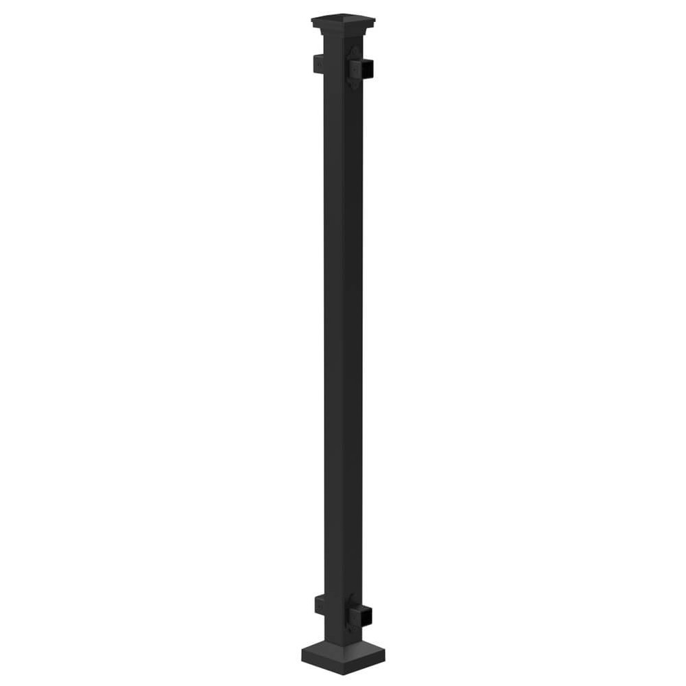 Fortitude 50mm Bolt-Down Mid Post Brackets+Cover Plate+Post Cap Black Sand
