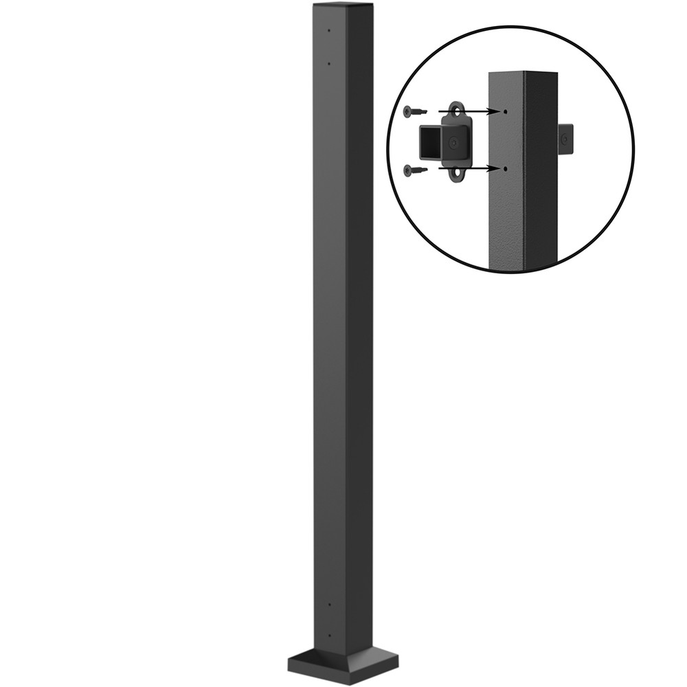 Fortitude 75mm Bolt-Down Mid Post 1155mm Black Sand With Base Cover Plate