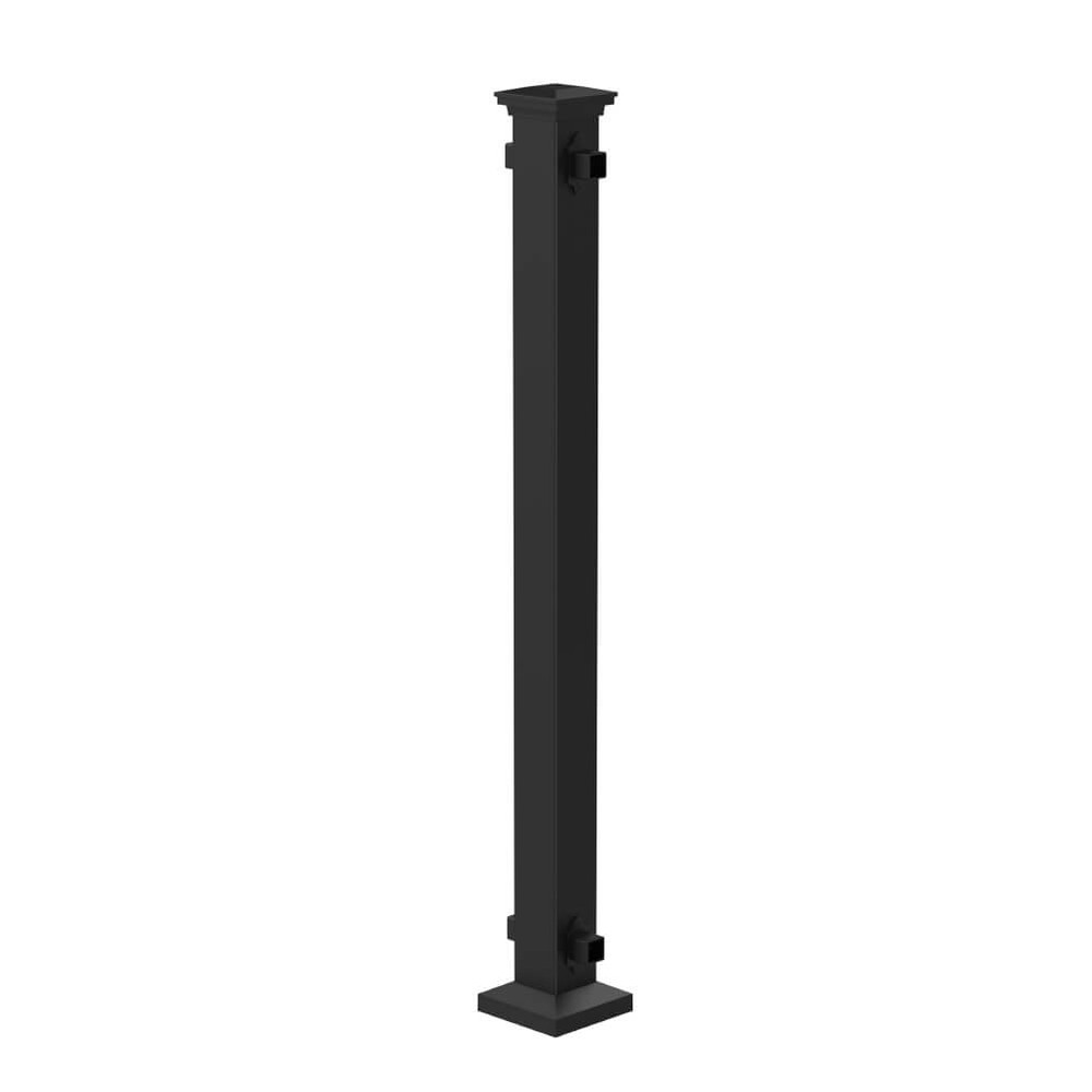 Fortitude 75mm Bolt-Down Mid Post Brackets+Cover Plate+Post Cap Black Sand