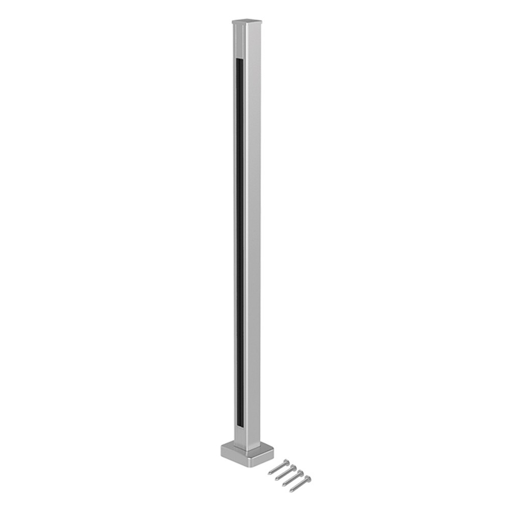 Base Fix End Post Height 1100mm Aluminium Satin Anodised Finish