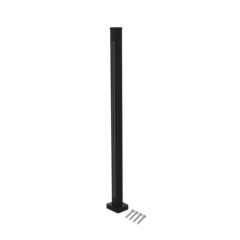 Marano Square Base Fix End Post H 1100mm Aluminium Black Powder Coated Finish