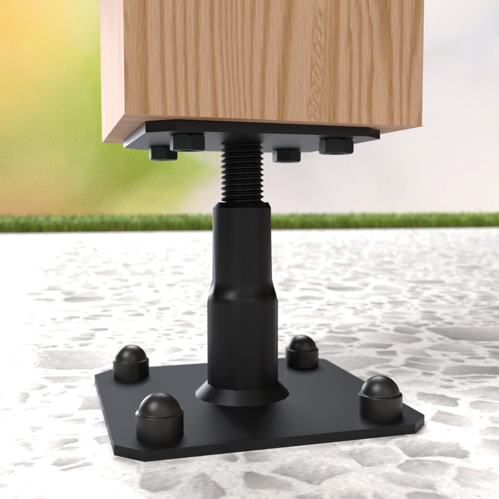Elevated Adjustable Post Base For 100 & 200mm Posts - Black - Simpson Strong-Tie
