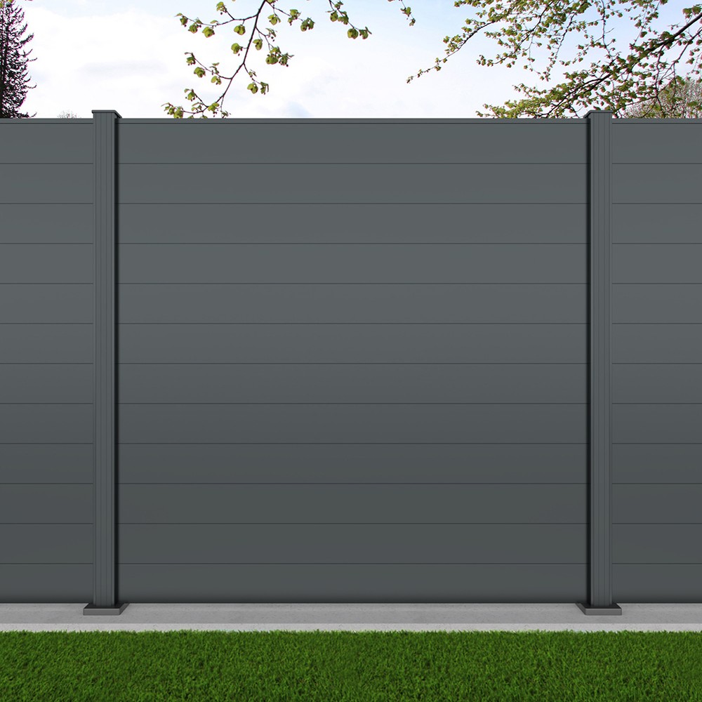 Slate Grey Aluminium Fence 1.8m High - Bolt Down - Per Metre - 16mm Boards
