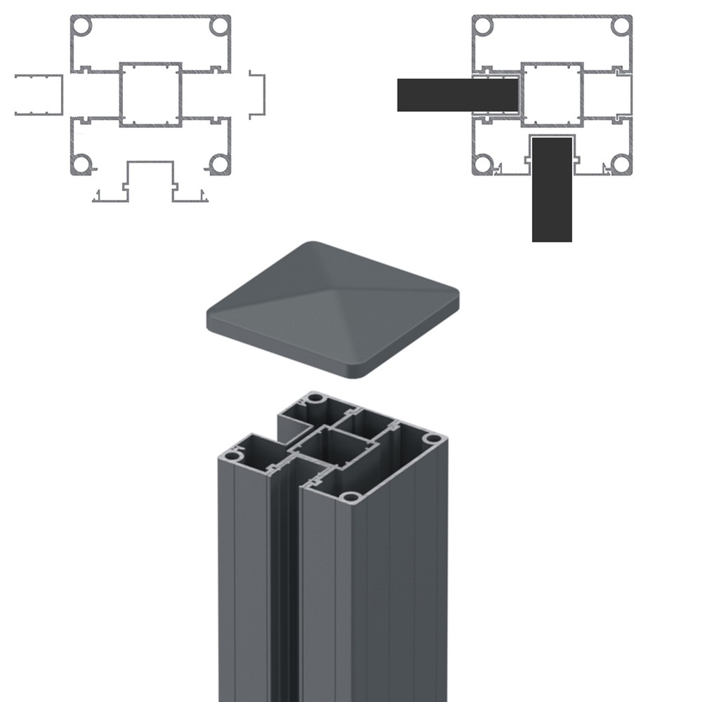 1.8m Corner Post - Boards/16mm Laser Screen Basalt Grey Matt (2500mm O/A)