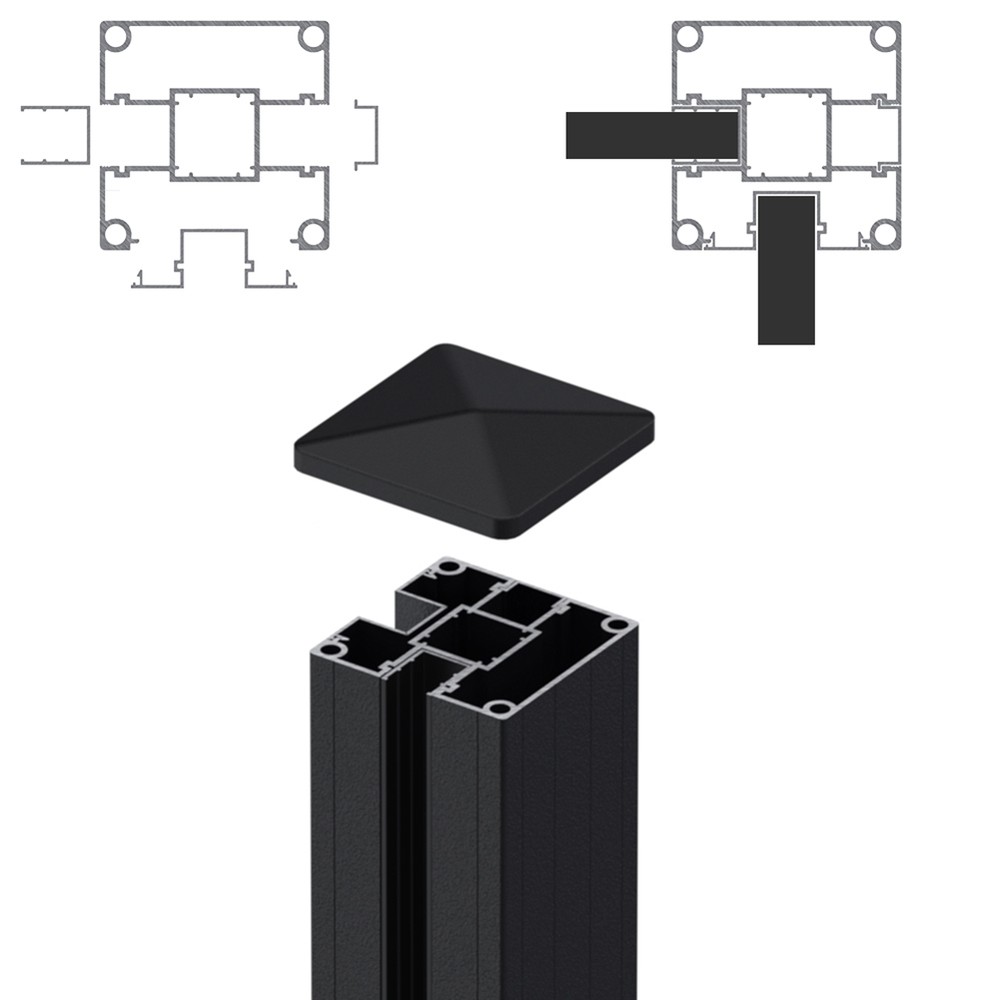 1.8m Corner Post - Boards/16mm Laser Screen Black Sand Matt (2500mm O/A)