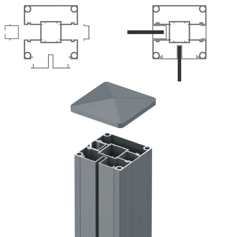 1.8m Corner Post - For 5mm Screen/Screen Basalt Grey Matt (2500mm O/A)