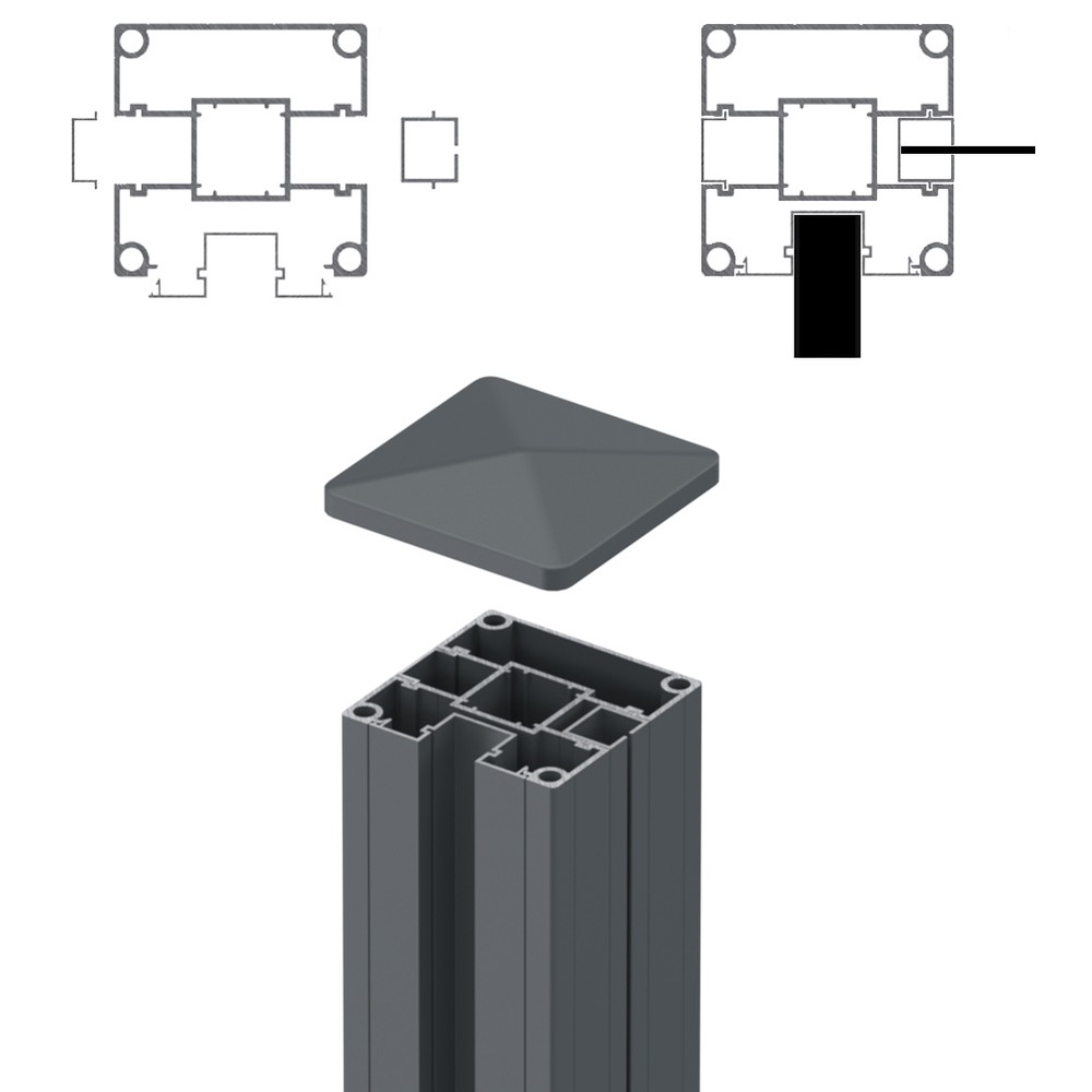 1.8m Corner Post - Boards/2mm Laser Screen Basalt Grey Matt (2500mm O/A)