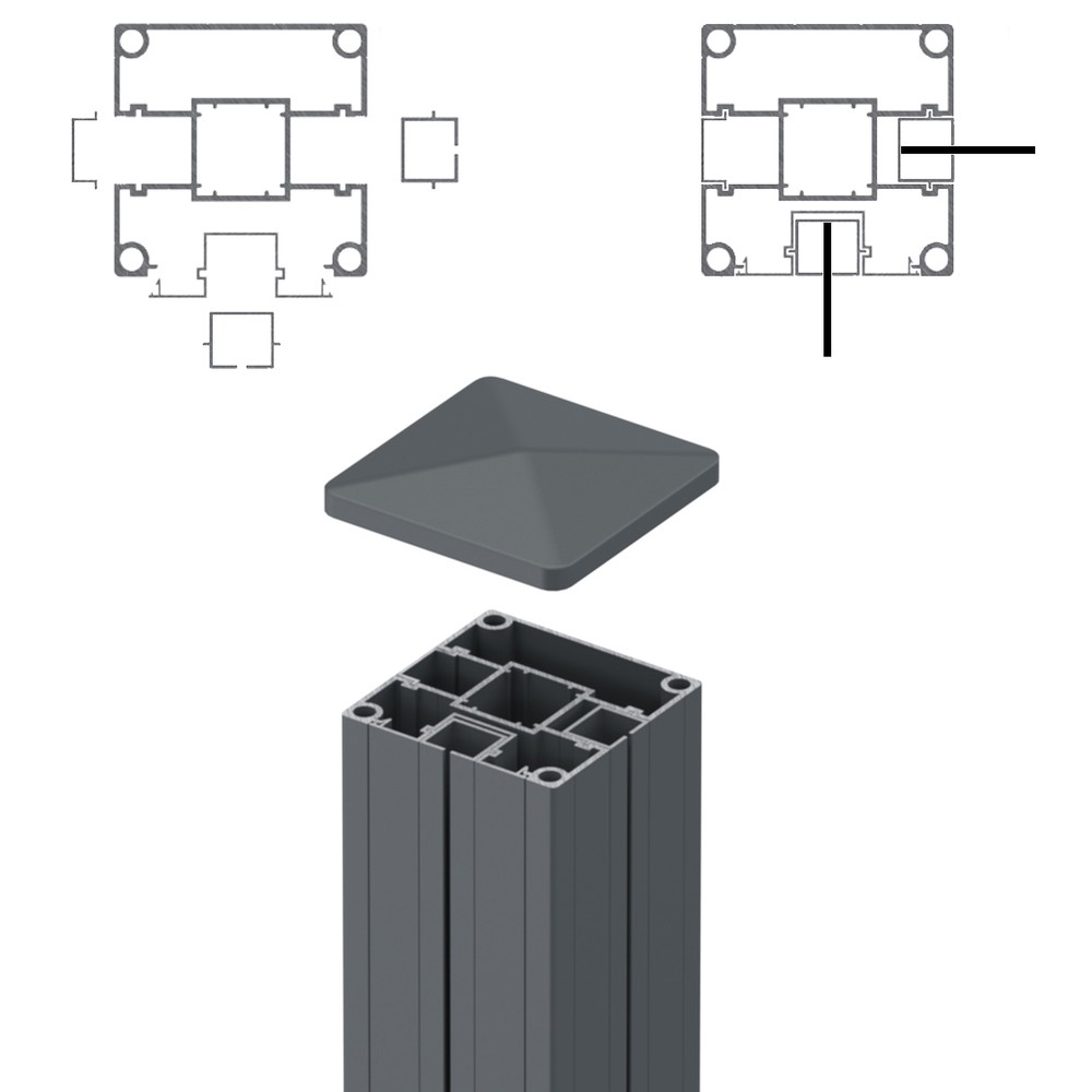 1.8m Corner Post - For 2mm Screen/Screen Basalt Grey Matt (2500mm O/A)