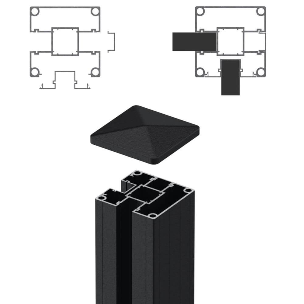 1.8m Corner Post - Boards/Boards Black Sand Matt (2500mm O/A)