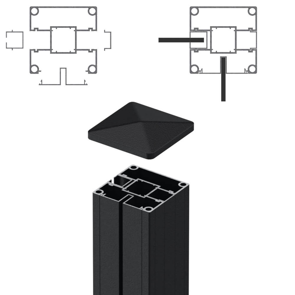 1.8m Corner Post - For 5mm Screen/Screen Black Sand Matt (2500mm O/A)