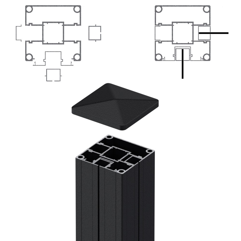 1.8m Corner Post - For 2mm Screen/Screen Black Sand Matt (2500mm O/A)