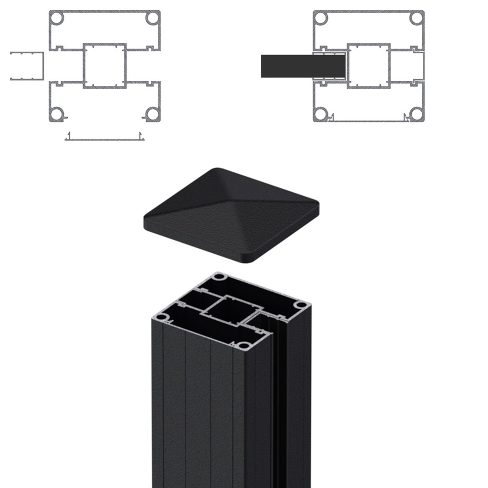 1.8m End Post - For 16mm Laser Screen Black Sand Matt (2500mm O/A)