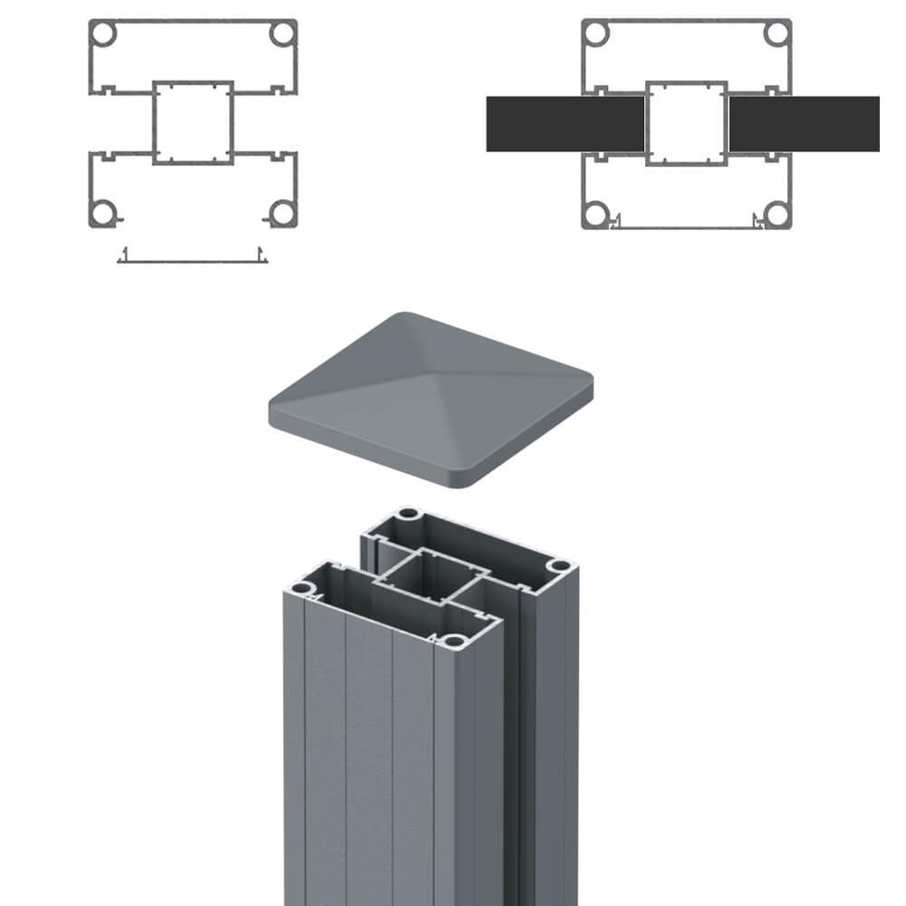 1.8m Mid Post - Boards/Boards RAL 7012 Basalt Grey Matt (2500mm O/A) - F H Brundle