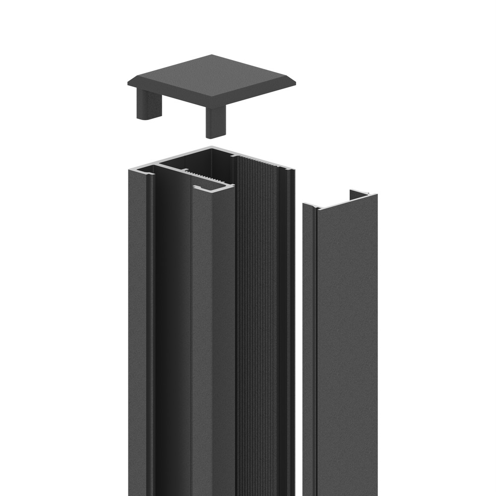 Fence/Wall Channel Kit L:2000mm - Black Sand Matt RAL 9005