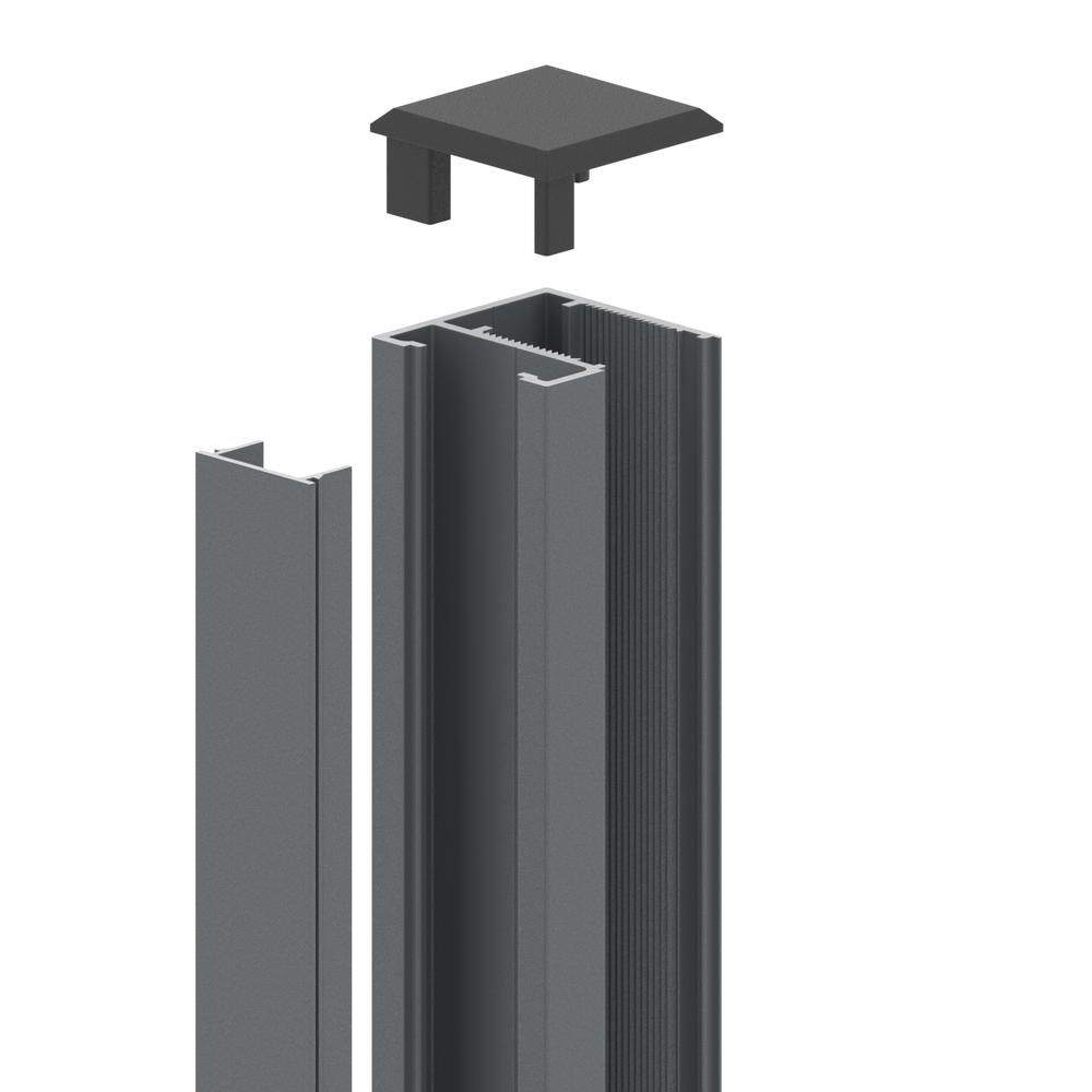 Fence Channel Kit with cover and 2 caps Basalt Grey Matt RAL 7012 - 1800mm long - F H Brundle