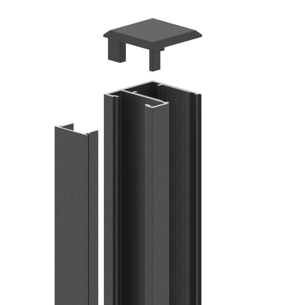 Fence Channel Kit with cover and 2 caps Black Sand RAL 9005 - 1800mm long - F H Brundle