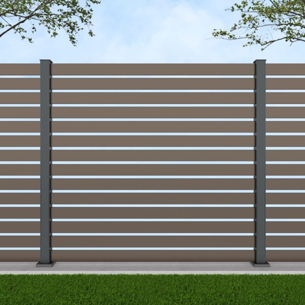 1.8m Parallel 100 Beige Grey - Basalt Grey Bolt Down Posts - Metre Price