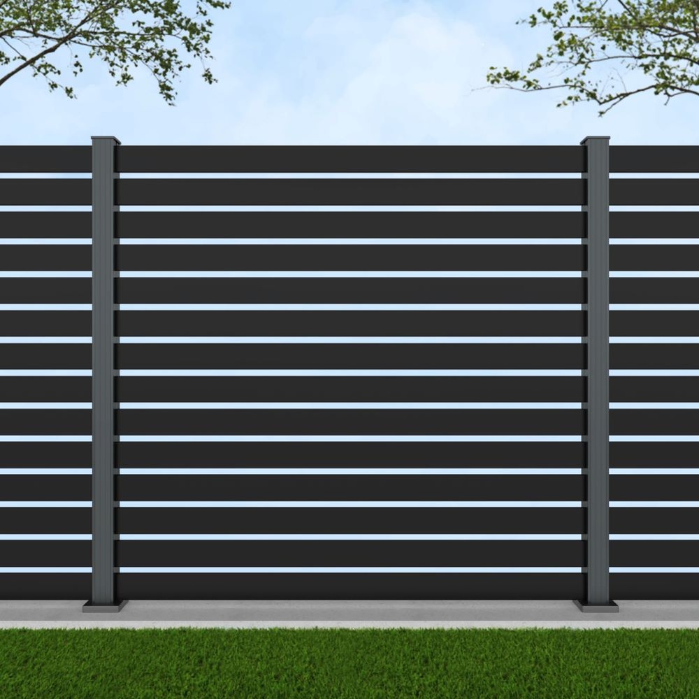 1.8m Parallel 100 Black Sand - Basalt Grey Bolt Down Posts - Metre Price
