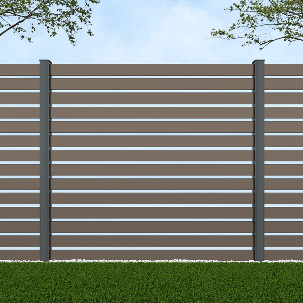 1.8m Parallel 100 Beige Grey - Basalt Grey Posts - Metre Price