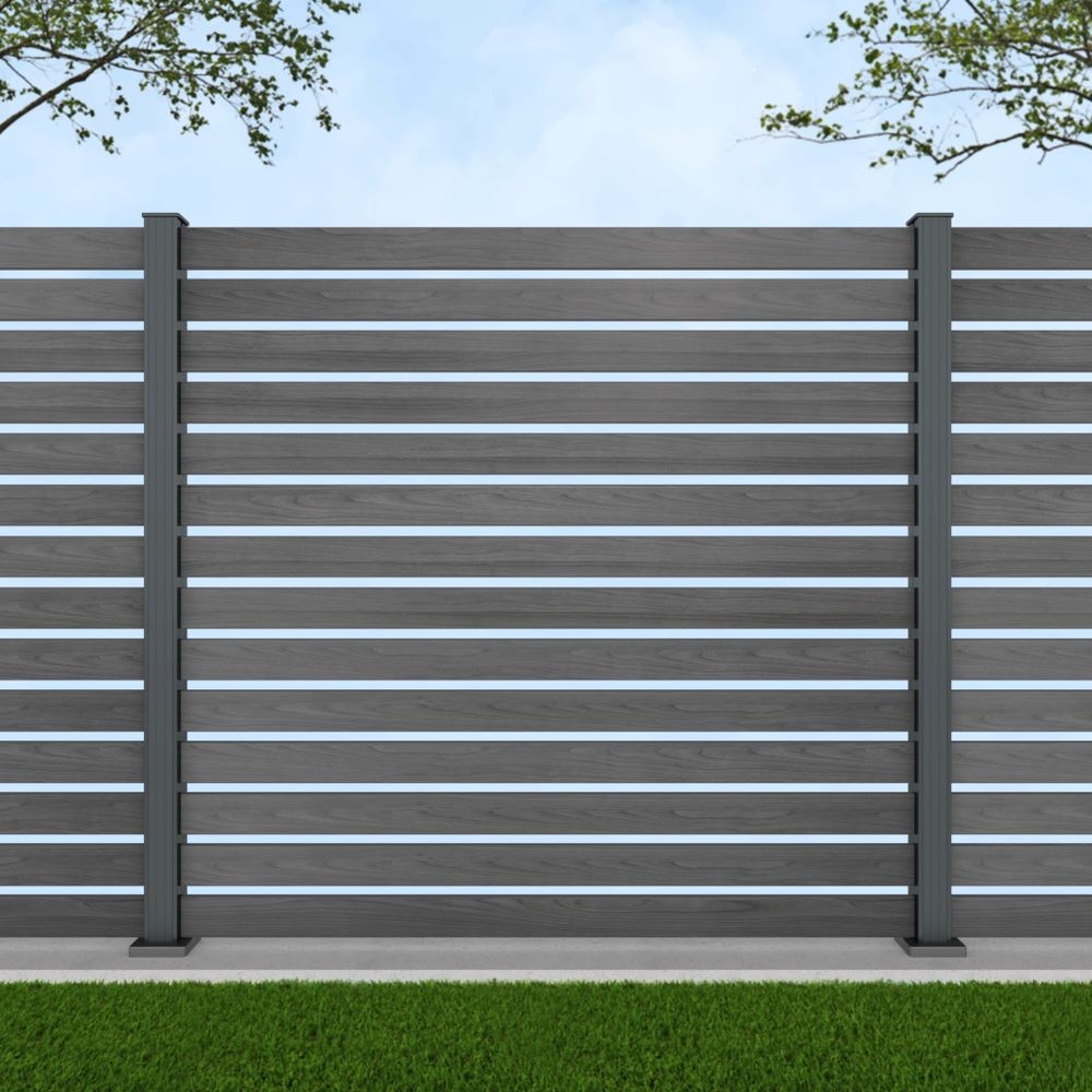 1.8m Parallel 100 Grey Wood Effect - Basalt Grey Bolt Down Posts -Metre Price