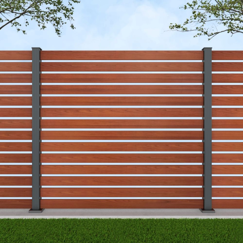 1.8m Parallel 100 Oak Wood Effect - Basalt Grey Bolt Down Posts -Metre Price