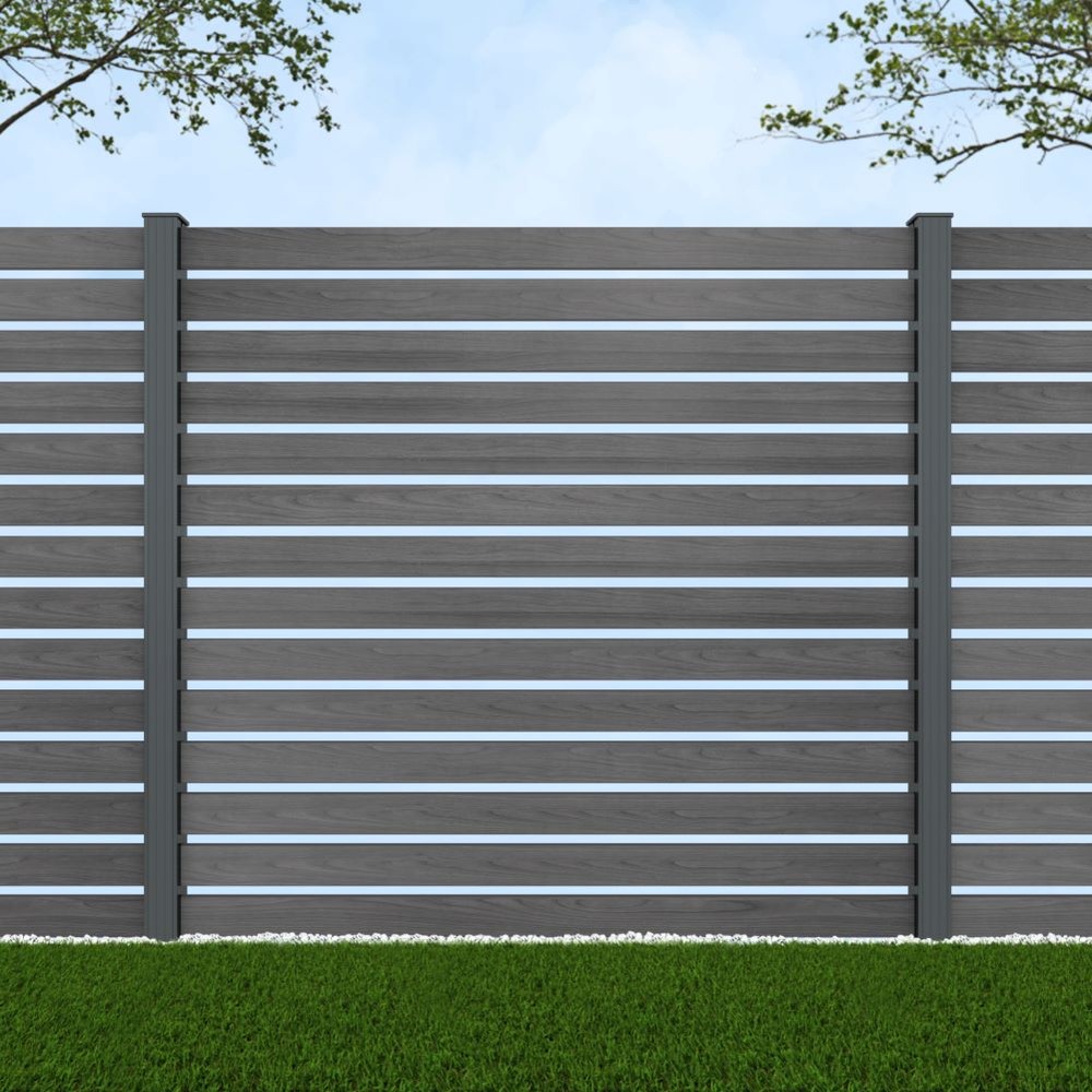 1.8m Parallel 100 Grey Wood Effect - Basalt Grey Posts - Metre Price