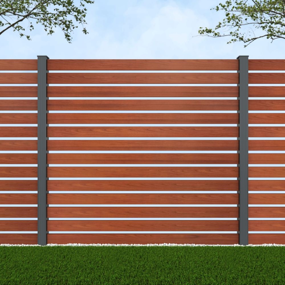 1.8m Parallel 100 Oak Wood Effect - Basalt Grey Posts - Metre Price