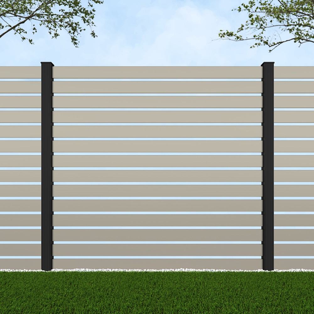 1.8m Parallel 100 Pebble Grey - Black Sand Posts - Metre Price