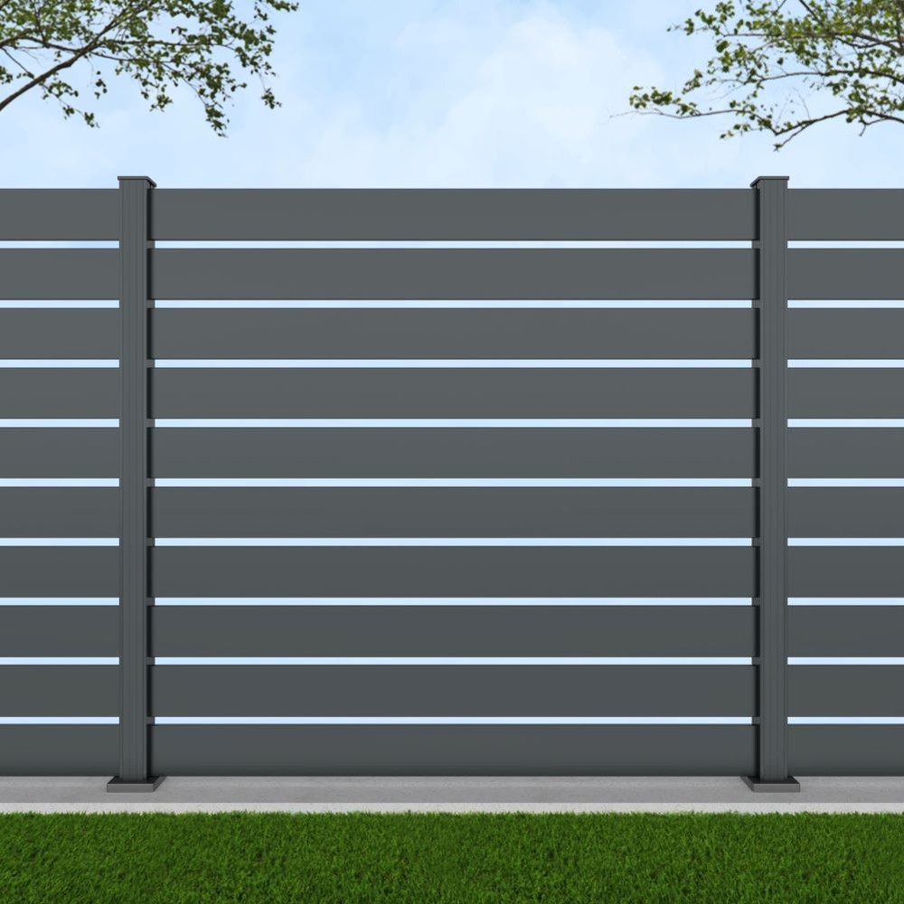 1.8m Parallel 150 Basalt Grey - Basalt Grey Bolt Down Posts -Metre Price