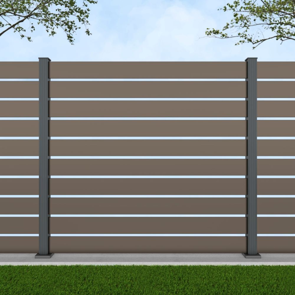 1.8m Parallel 150 Beige Grey - Basalt Grey Bolt Down Posts -Metre Price