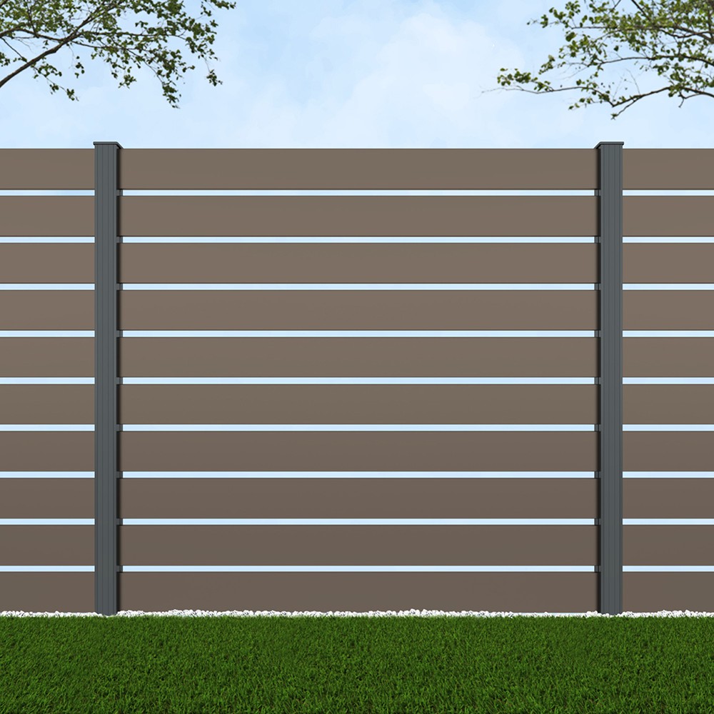 1.8m Parallel 150 Beige Grey - Basalt Grey Posts - Metre Price
