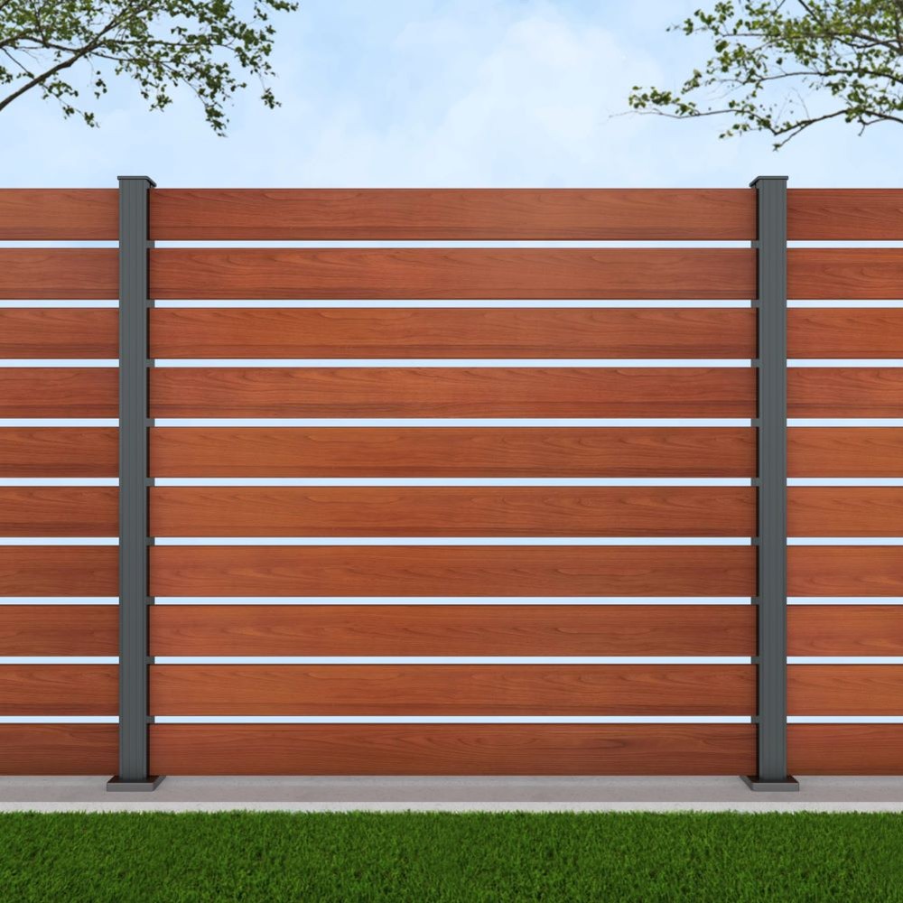 1.8m Parallel 150 Oak Wood Effect - Basalt Grey Bolt Down Posts - Metre Price