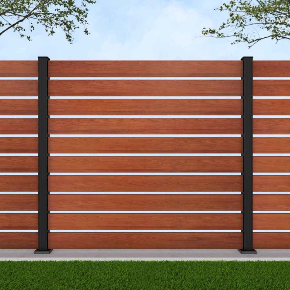 1.8m Parallel 150 Oak Wood Effect - Black Sand Bolt Down Posts - Metre Price