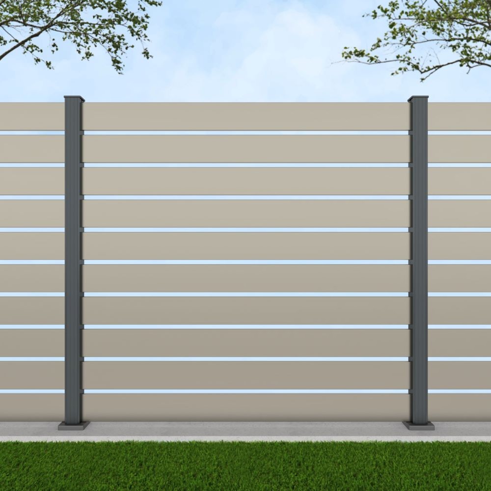 1.8m Parallel 150 Pebble Grey - Basalt Grey Bolt Down Posts - Metre Price