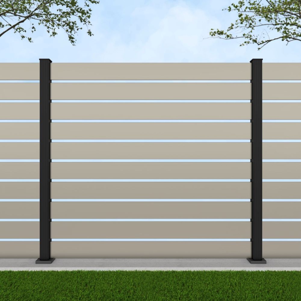 1.8m Parallel 150 Pebble Grey - Black Sand Bolt Down Posts - Metre Price