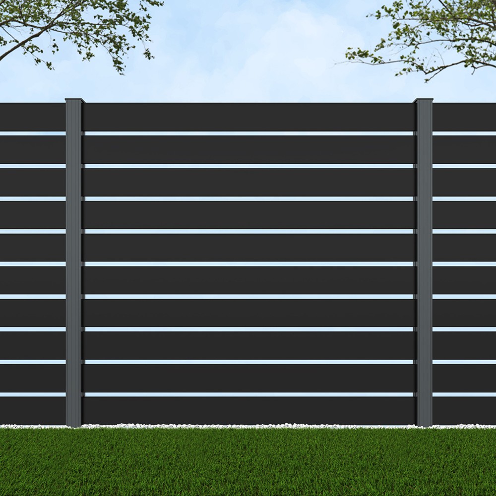 1.8m Parallel 150 Black Sand - Basalt Grey Posts - Metre Price