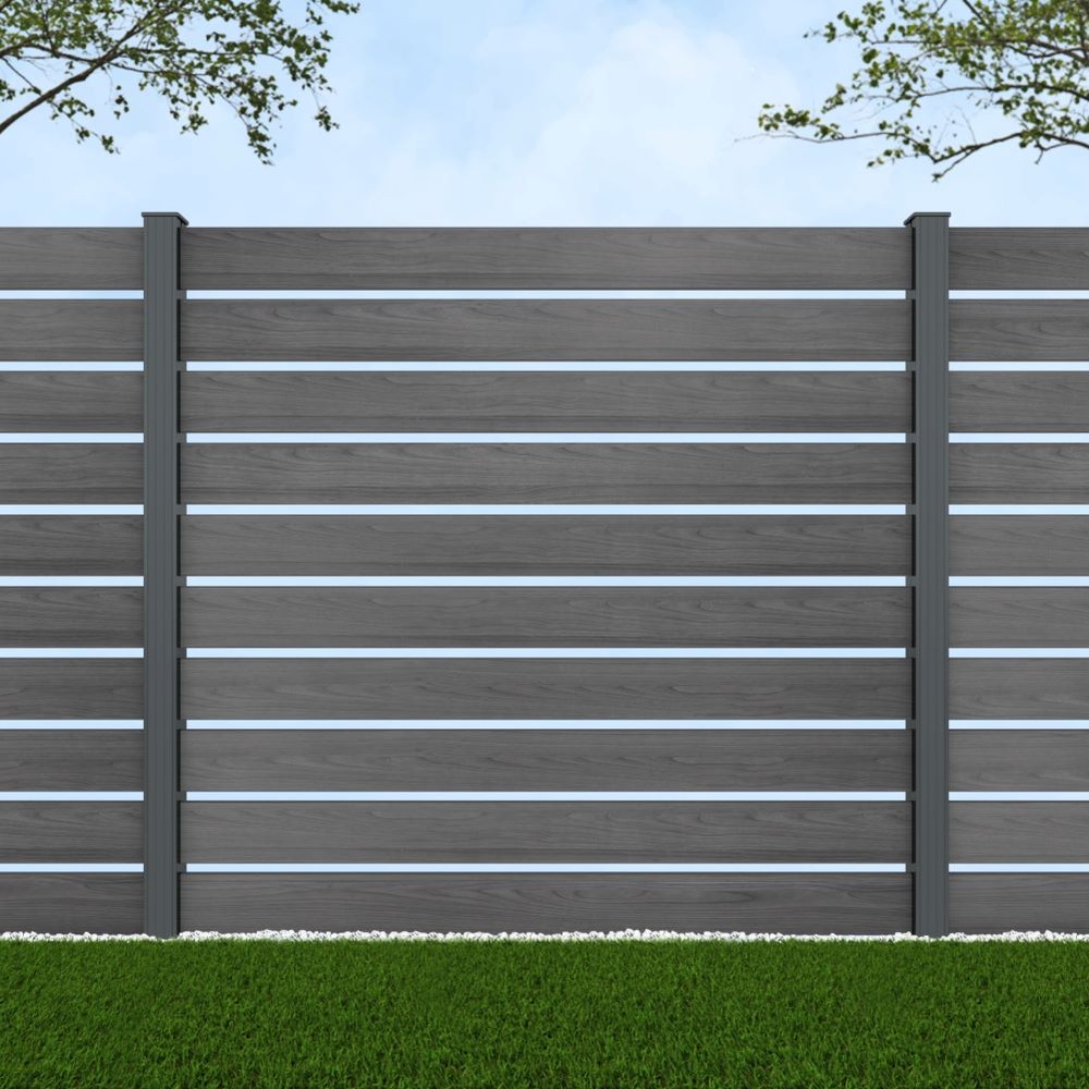 1.8m Parallel 150 Grey Wood Effect - Basalt Grey Posts - Metre Price