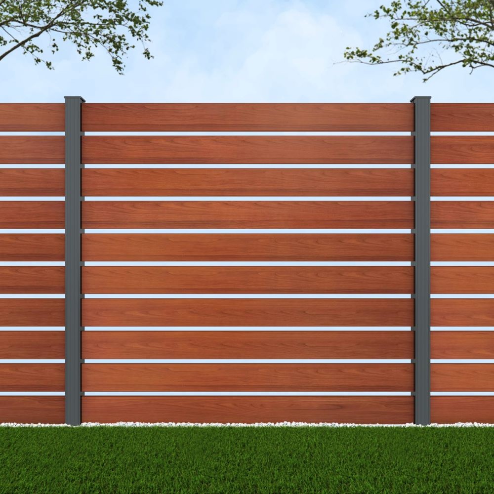 1.8m Parallel 150 Oak Wood Effect - Basalt Grey Posts - Metre Price