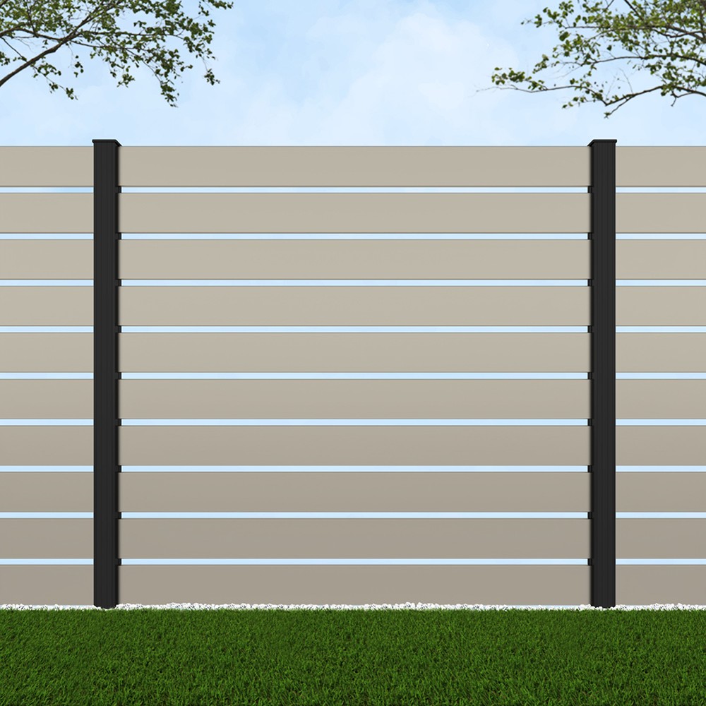 1.8m Parallel 150 Pebble Grey - Black Sand Posts - Metre Price